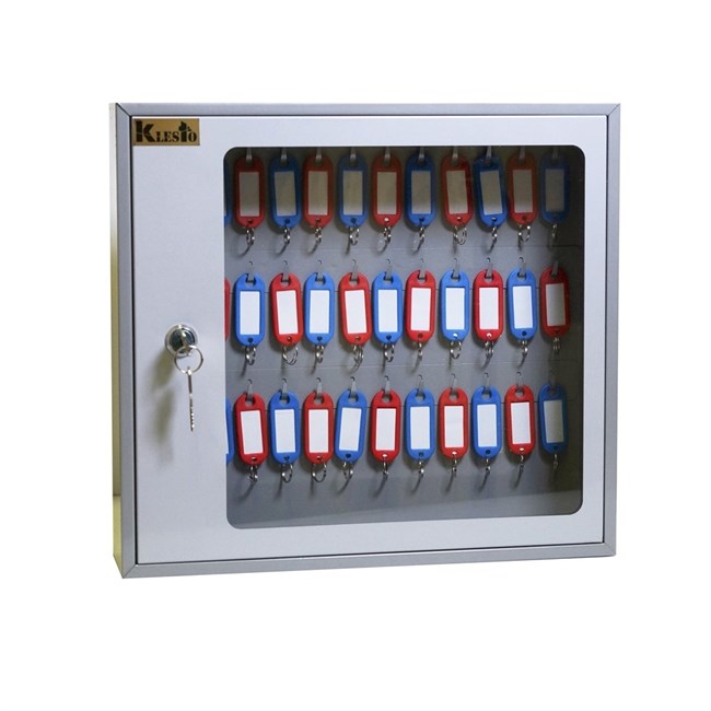 Шкаф для ключей Klesto SKB-39 на 39 ключа, серый, металл/стекло - фото 33419